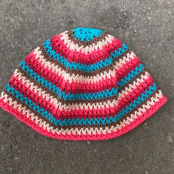 Summer bucket crochet cotton hat for women, Knit chapeau skull cap