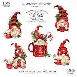 Hot Cocoa Gnome. Christmas Gnomes Clipart, Cute characters. Design Digital Download. OliArtStudioShop