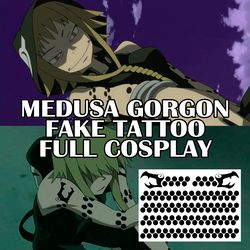 Medusa Gorgon fake tattoo Cosplay Soul Eater Anime manga merch Temporary sticker tats kawaii gift Otaku weeb design