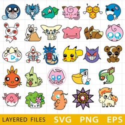 Pokemon Bundle Layered SVG, Pokemon Cricut file, Cut files, Layered digital vector file, Pokemon Digital download