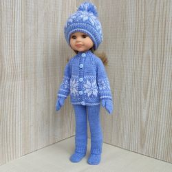 Costume for Paola Reina 32-34 cm, in blue with an ornament "snowflakes".