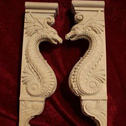 Wall corbel Large wooden Dragon shelf Carved bracket Fireplace surround Cabinet Corbel