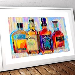 Cocktail Print,Cocktail Poster, Bar Decor,Kitchen Print,Watercolour Drink,Kitchen Decor, Whiskey Wall Art,Whiskey Poster