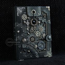 Gift for boss, for father, Steampunk journal A5 Dad gift Computer programmer gift Coder "Black mechanics" Engineer gift