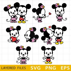 Baby mickey Bundle Layered SVG, Mickey Love Cricut file, Cut files, Layered digital vector file, Digital download