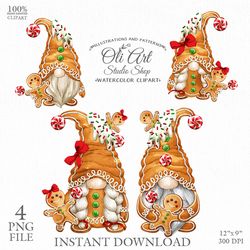 christmas gingerbread family, gingerbread man gnome digital clipart. design digital download. oliartstudioshop
