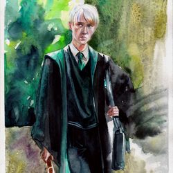 Draco Malfoy Original Watercolor Painting Harry Potter Original Art
