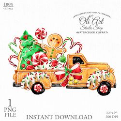 christmas gingerbread truck digital clipart, gingerbread man, cute characters. design digital download. oliartstudioshop