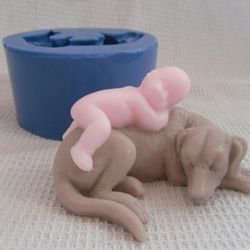 Baby on dog - silicone mold