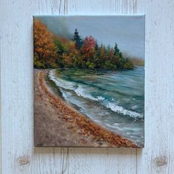 Autumn Oil Painting, Original Oil Painting On Canvas, 10 by 12 in, Landscape Painting, Trees Wall Art, Wall Decor