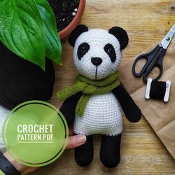 Crochet panda pattern PDF, animal crochet pattern