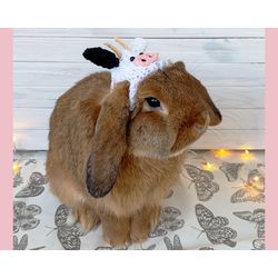 Cow Rabbit Hat - Rabbit Costume - Halloween Pet Costume - Christmas Rabbit Pet Gift