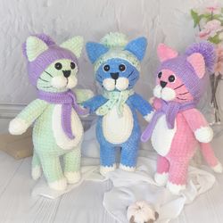 Crochet cat. Cat plushie Knitted toy amigurumi cat is made of hypoallergenic hollofayber. Made of natural materials. The