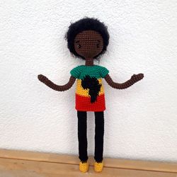 African male doll. Crochet African american doll. African style doll