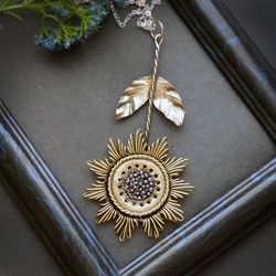 Sunflower Spinner Necklace / Rotatable fidget necklace /Sunflower jewelry