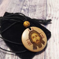 Jesus Christ | Icon pendant | Icon necklace | Wooden pendant | Jewelry icon | Orthodox Icon | Christian saint | Holy