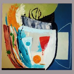 abstract still life oil painting on canvas abstract art original artwork for walls impasto texture painting surreal 15"