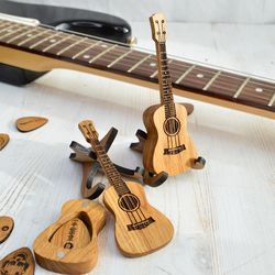 Ukulele Pick Case, Personalized Wooden Ukulele Guitar Pick Box, Guitar Ukulele Player Gift, Custom Name Guitar Gift