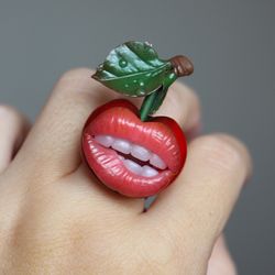 Cherry Ring, Novelty Ring, Hippie Jewelry