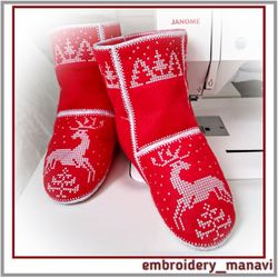 In the hoop Home boots set from 3 sizes machine embroidery designs