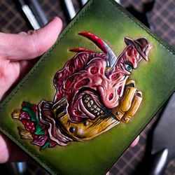 Wallet Freddy Krueger, purse A Nightmare on Elm Street, leather craft horror