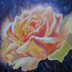 Rose Painting Oil Flowers Original Art Landscape Artwork Canvas Art