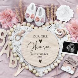 Digital Pregnancy Announcement for Girl. Social Media. Pregnant Announcement Template. Facebook, Instagram. For Girl