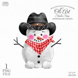 Cowboy snowman digital clipart png, Cute characters. Sublimation Png, Design Digital Download. OliArtStudioShop