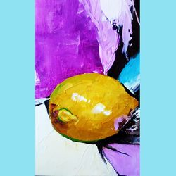Lemon Oil Painting on Canvas Small Still Life Original art Lemons Painting Art Original Artwork for Walls Impasto