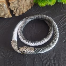 Silver snake necklace, Snake choker, Ouroboros women jewelry, Serpent jewelry, Snake lover gift, Witch jewelry