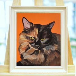 Custom Cat portrait original painting Custom Hand painted Pet portrait