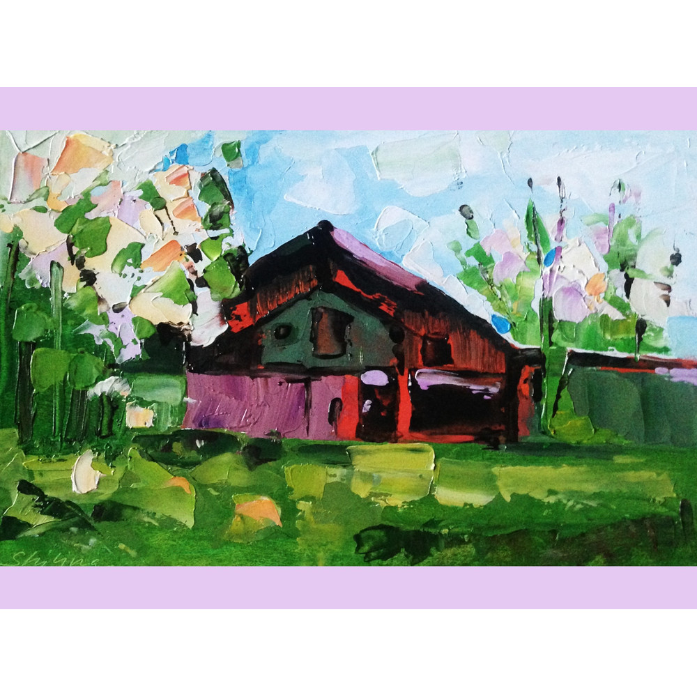 barn painting small home original art -15.jpg