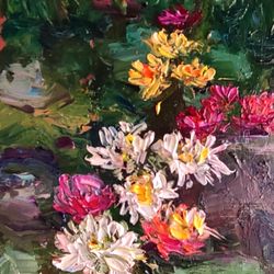water lilies painting impressionism original art small oil artwork impasto