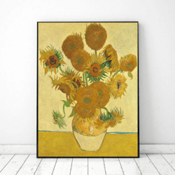 Sunflower bouquet Van Gogh digital download, Wall Art Printable, Flowers  Still-life van Gogh printable