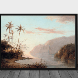 Palm scenery printable wall art tropical, 3D Landscape Painting Art, Poster Wall Art Old Oil Painting
