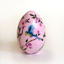 Pink Floral Hand-Painted Easter Egg