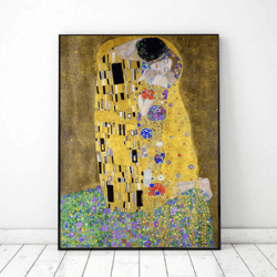 Kiss Klimt Wall Art Printable, Vintage Picture Decor digital download