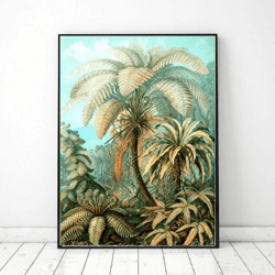 Vintage Tropical Palm Art Printable, Retro Wild Jungle Poster, Tropical Plants Wall Art
