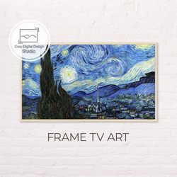 Samsung Frame TV Art | Vincent Van Gogh Starry Night 4k Vintage Landscape Art for Frame TV | Oil paintings