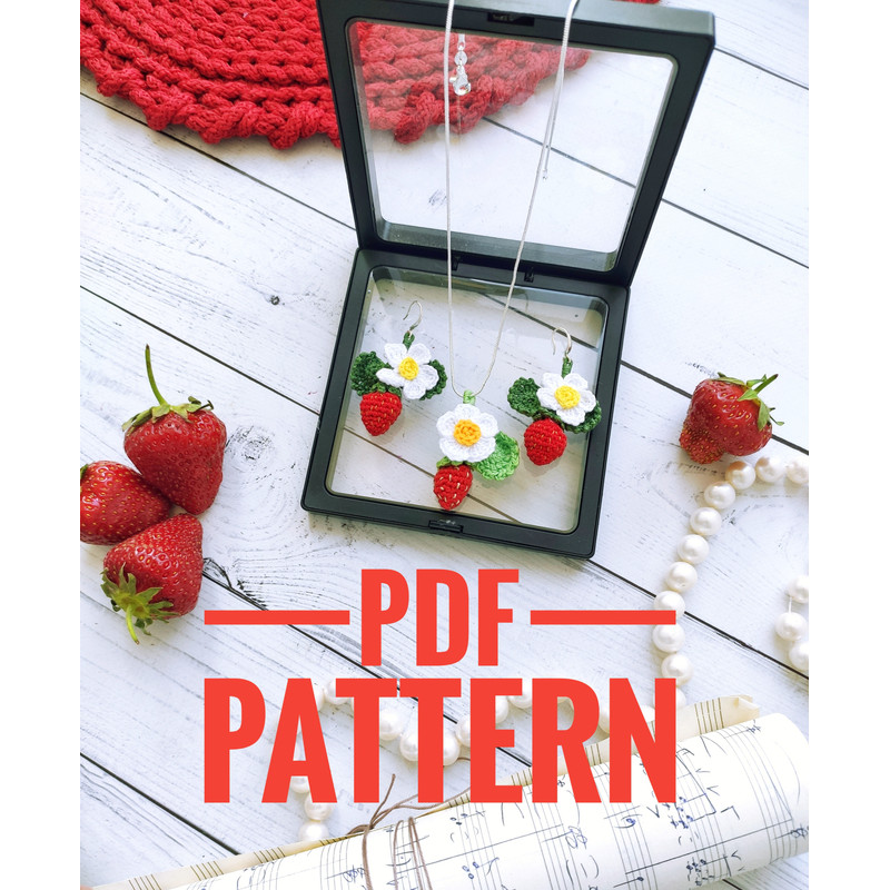Strawberry Earrings Crochet PATTERN