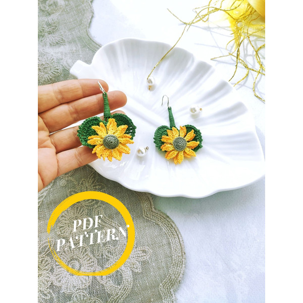 Sunflower Earrings Crochet Pattern