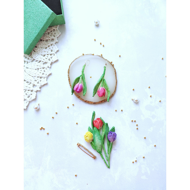 Tulip Earrings Crochet PATTERN