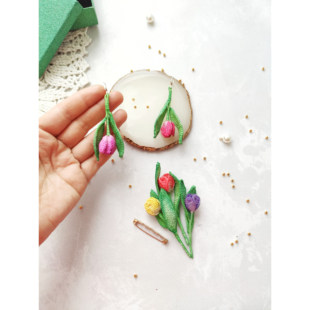 Tulip Earrings Crochet PATTERN