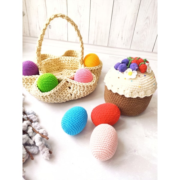 Easter basket Crochet PATTERN PDF, Easter cake and eggs, Cro | Inspire ...