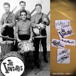 The Ventures autographs stickers Nokie Edwards, Don Wilson, Mel Taylor,Bob Bogle