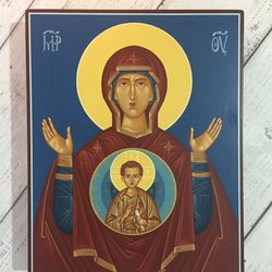 Blessed Mother | Hand-painted icon | Religious gift | Orthodox icon | Christian gift | Byzantine icon | Holy Icon