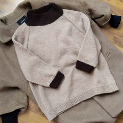 hand knit sweater for women beige and brown sweater hand knit sweaters warm women sweater