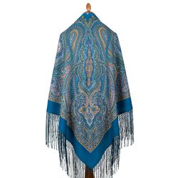 1539-12 Pavlovo Posad Russian Shawl Soft Merino Wool 58x58" Scarf 148x148 cm Silk tassels
