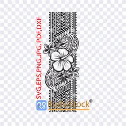 Polynesian flower tattoo designs. Tattoo Svg. Polynesian Samoan Flower tattoo band.