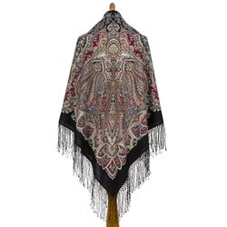 1888-18 Pavlovo Posad Russian Shawl Soft Merino Wool 58x58" Scarf 148x148 cm Silk tassels